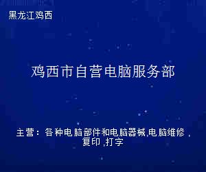 堅守赤誠，用心服務——雞西市自營電腦服務部經驗談